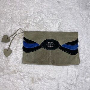 Aldo Grey Leather Suede Clutch